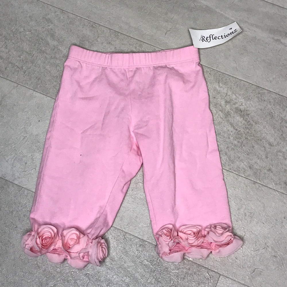 Reflectionz Girls Capris Sz 4 Pink Rosettes Rose